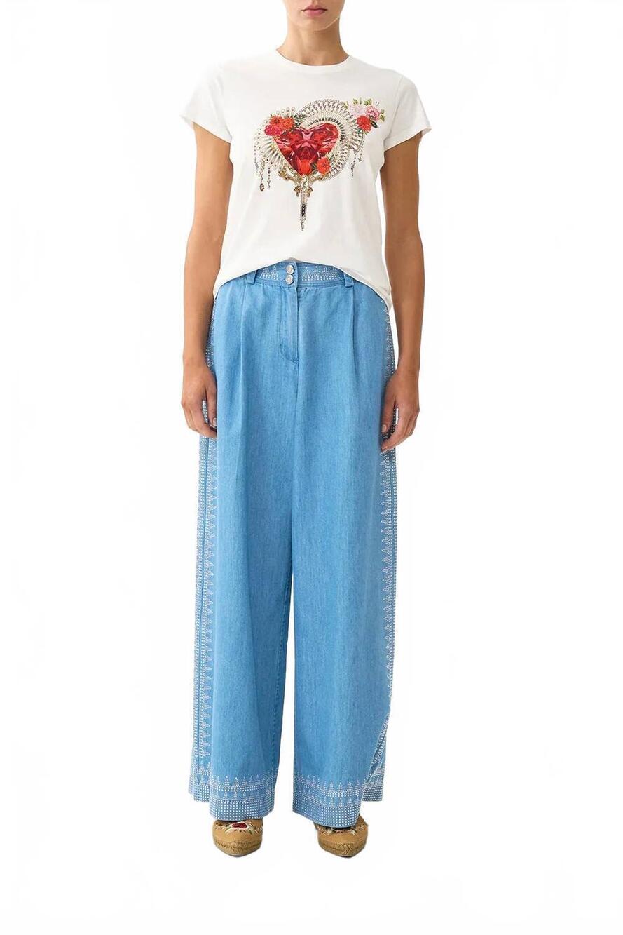 NEW CAMILLA slim fit round neck t-shirt in olé olé
